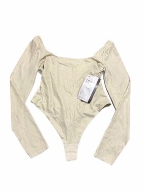 NWT Lululemon Wundermost Nulu Square-Neck Long-Sleeve Bodysuit Luxe Shine Bone M